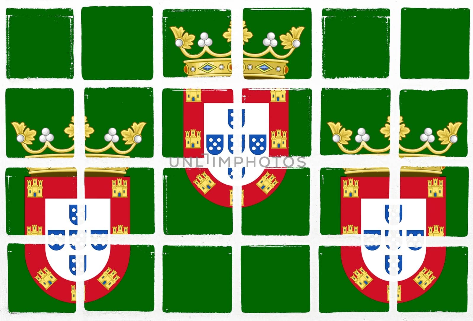 Glazed tiles shield badge crown sign