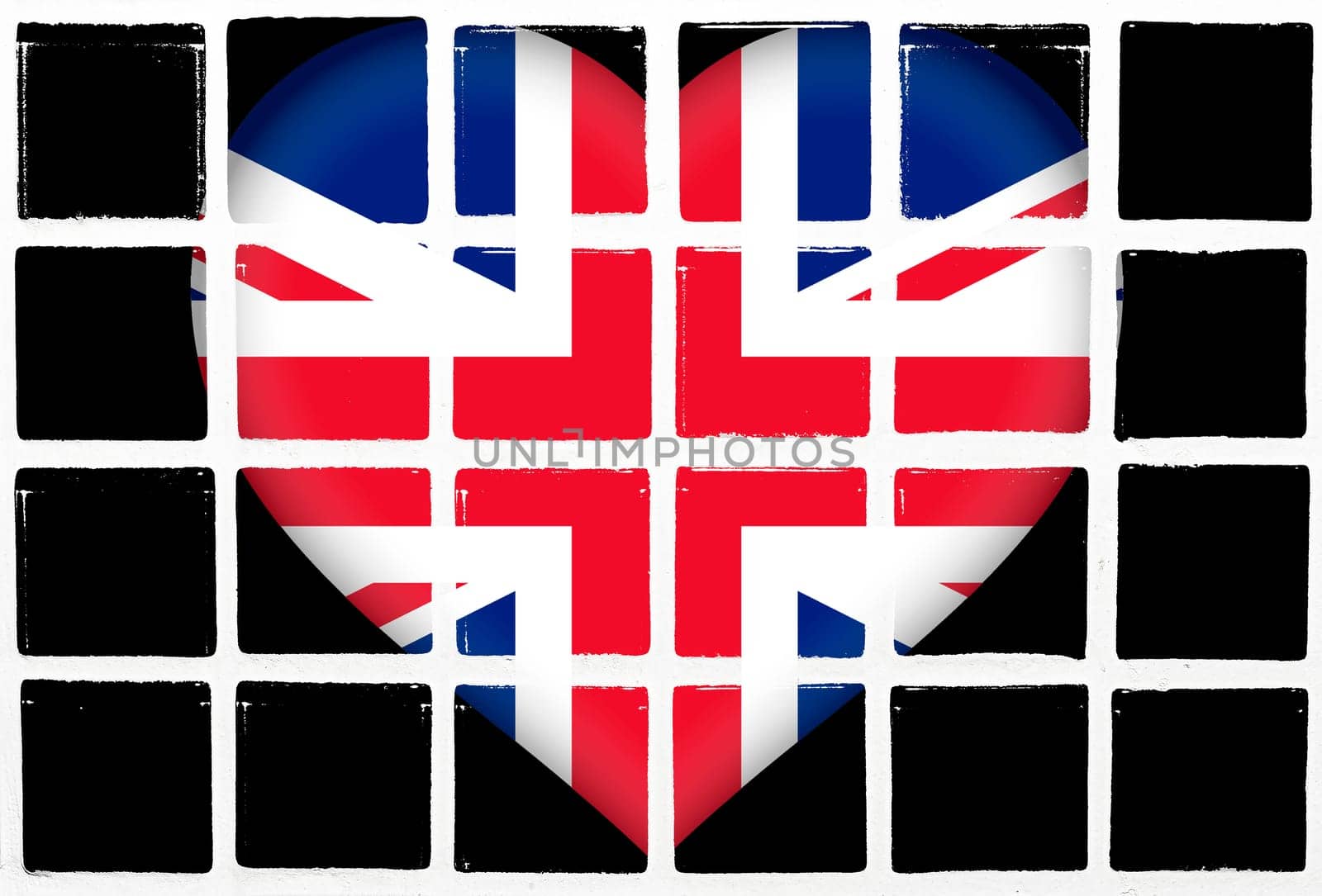 Glazed tiles united kingdom flag heart