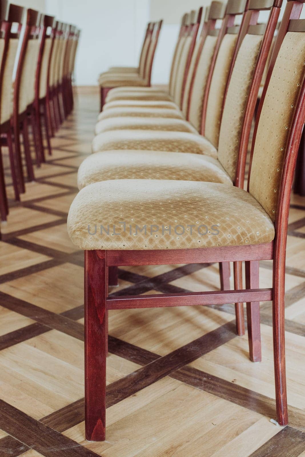 Empty class room,close up on chair,vintage effect