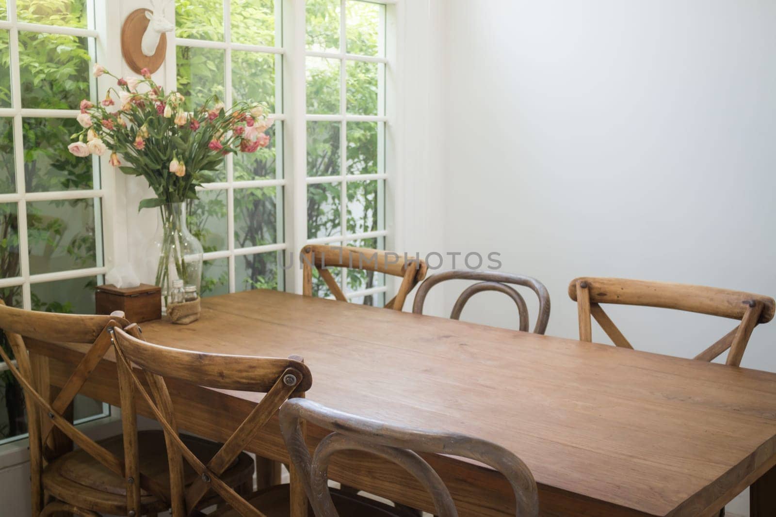 Dining Set Of Classical Wooden Furniture, stock photo