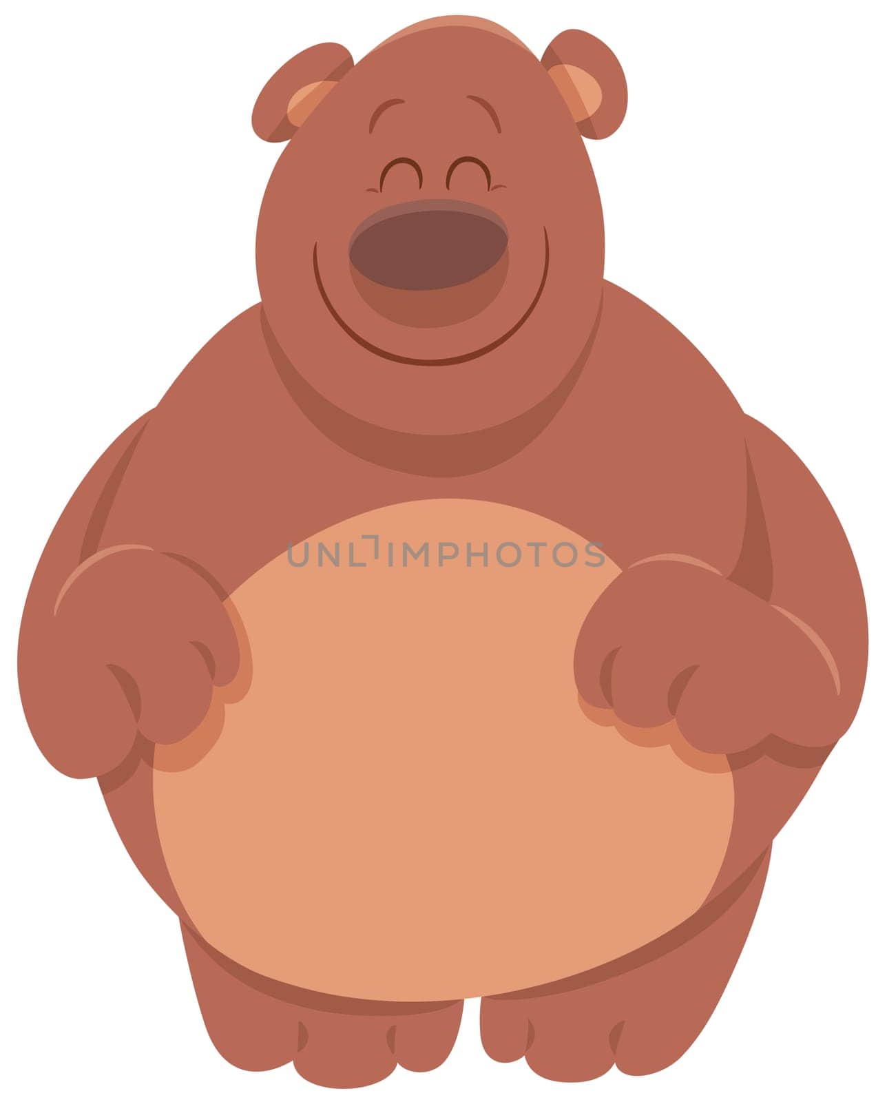 Cartoon Illustration of Cheerful Brown Bear Animal Character