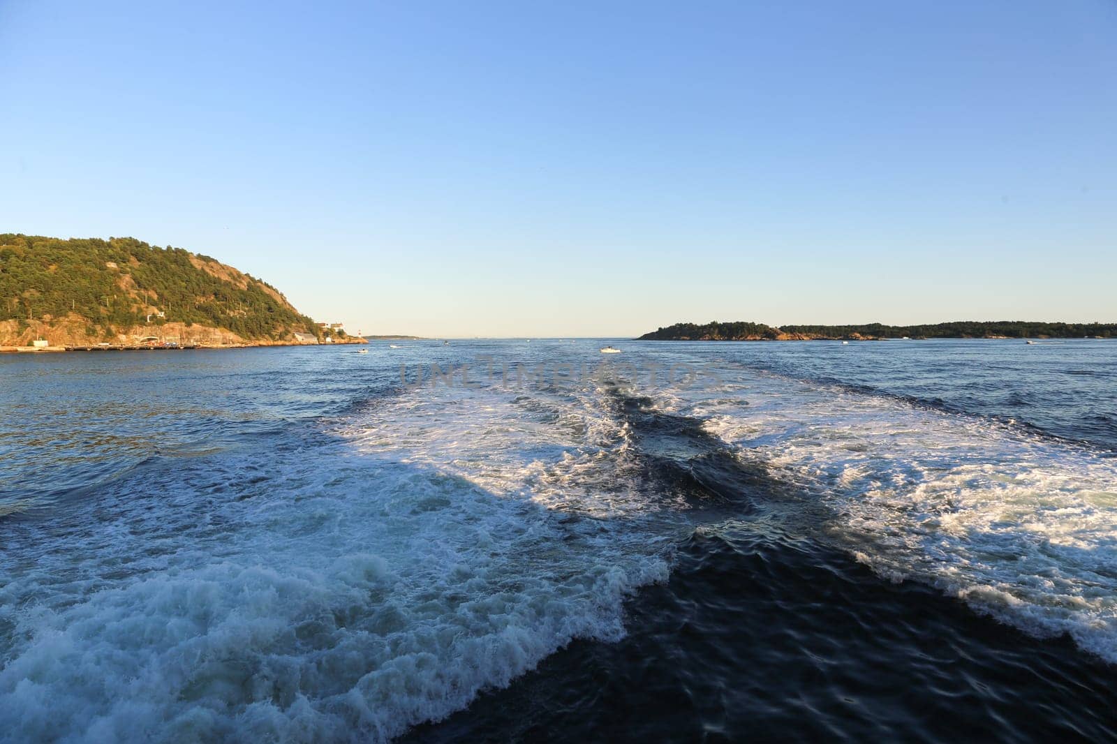 The beautiful norwegian coastline of Kristiansand in Scandinavia .