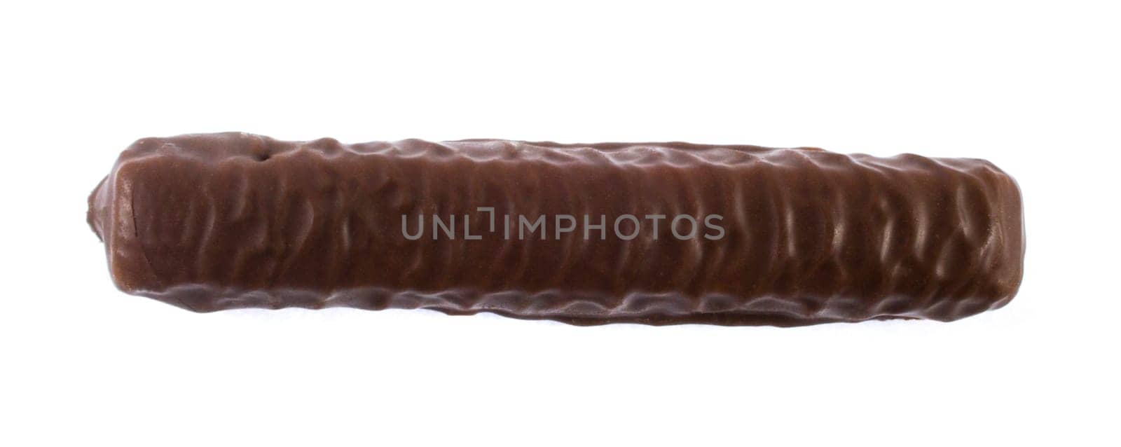 Closeup of chocolate bar isolated on white.