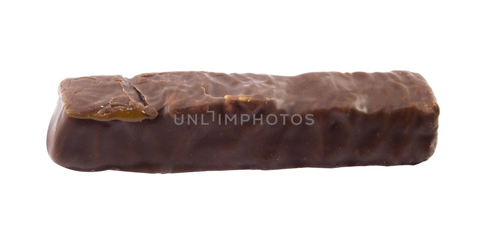 Closeup of chocolate bar isolated on white.