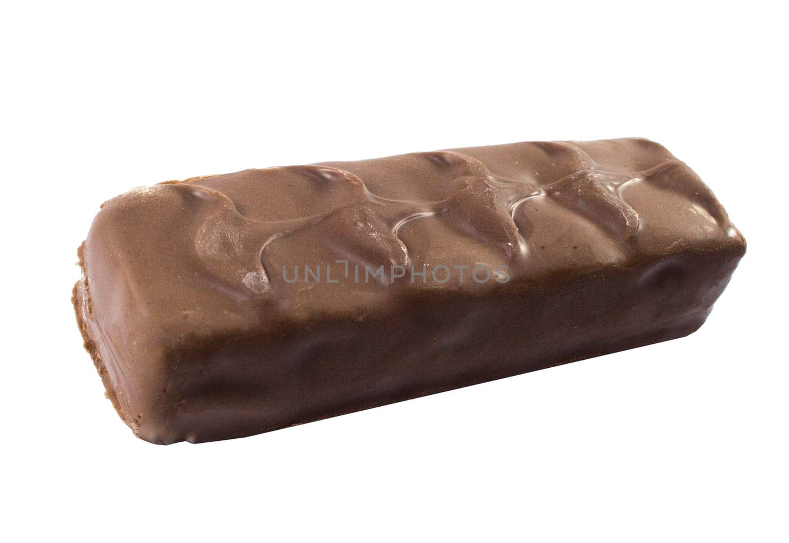 Closeup of chocolate bar isolated on white.