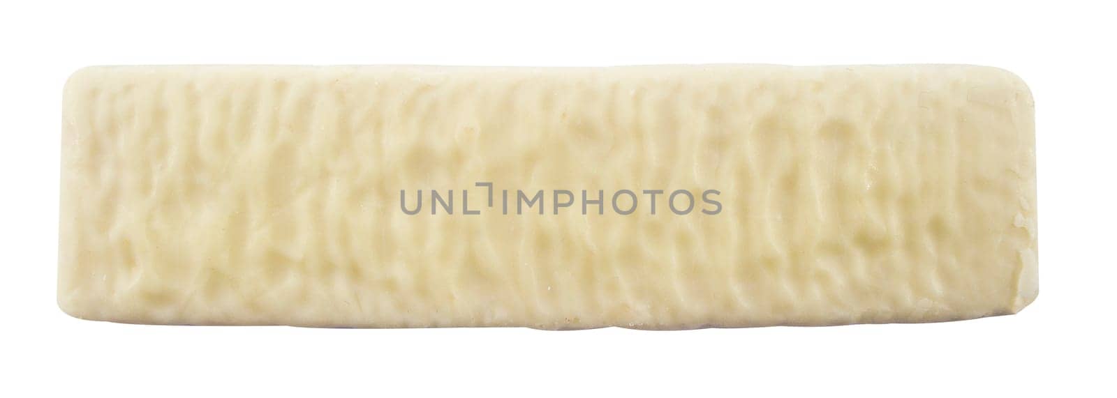 White chocolate bar with filling, on White background.