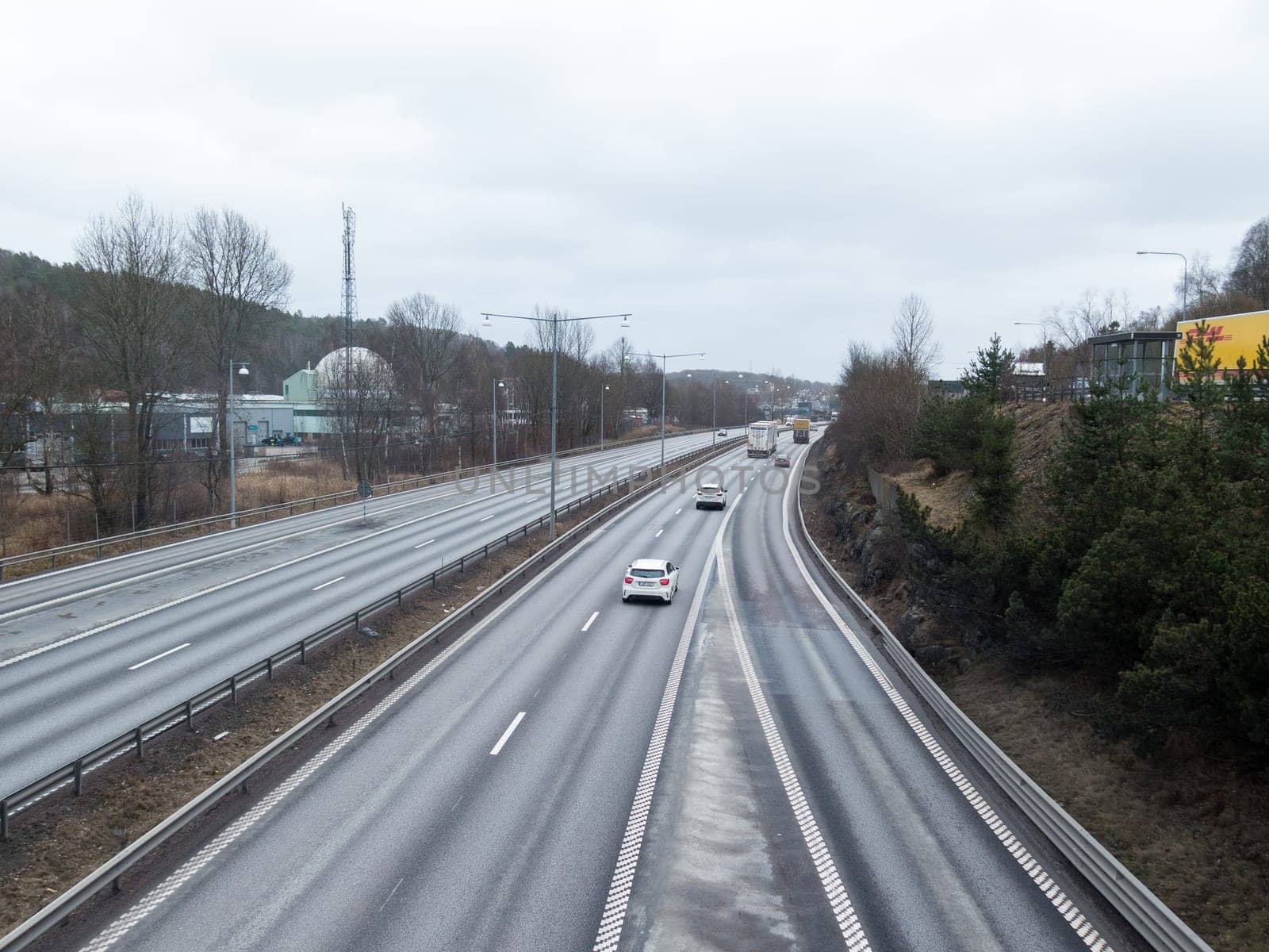 many car travelling on the motorway in to the city