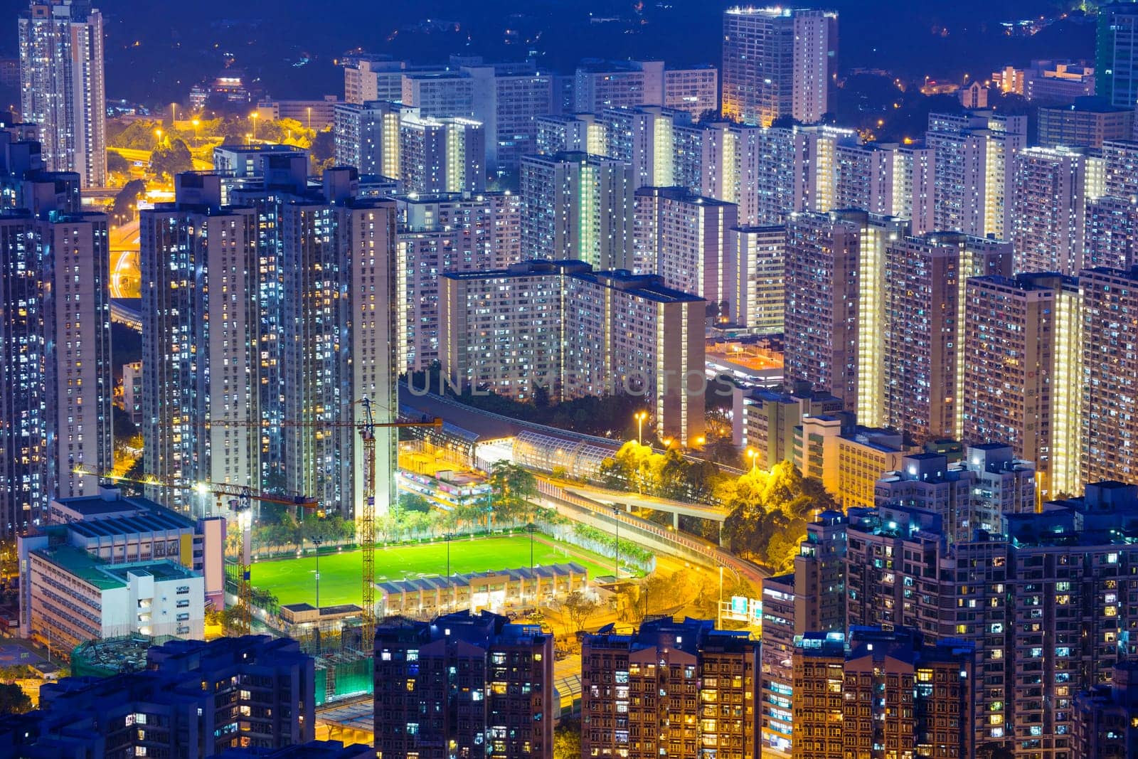 Hong Kong Tuen Mun downtown at night