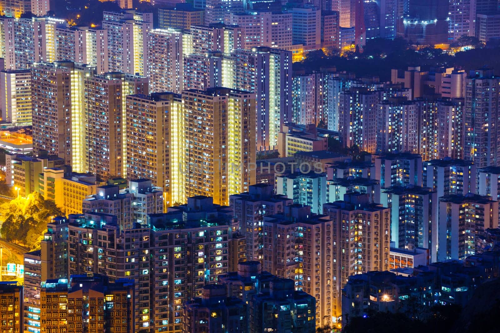 Hong Kong Tuen Mun downtown at night
