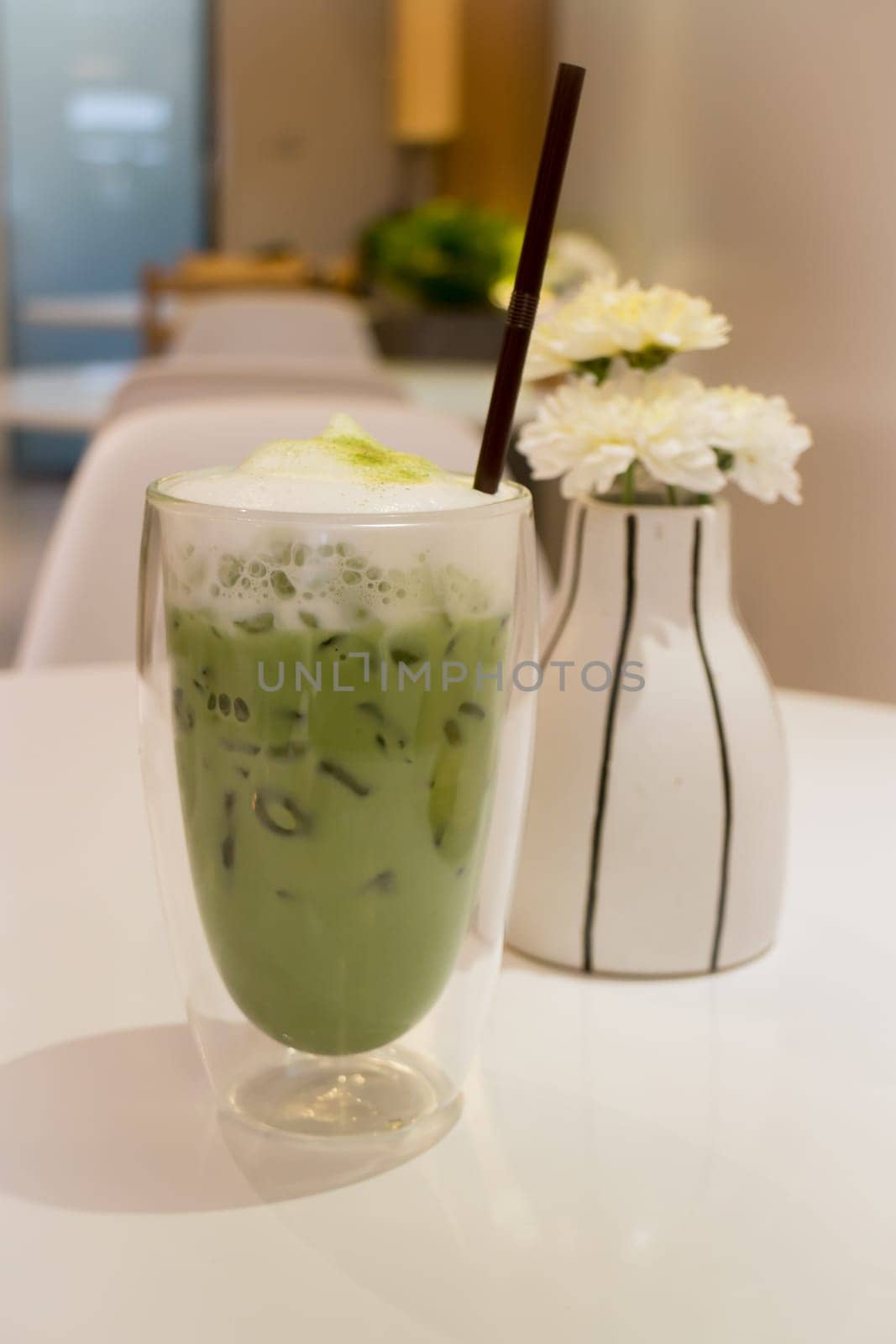 Iced Matcha Green Tea Latte, stock photo