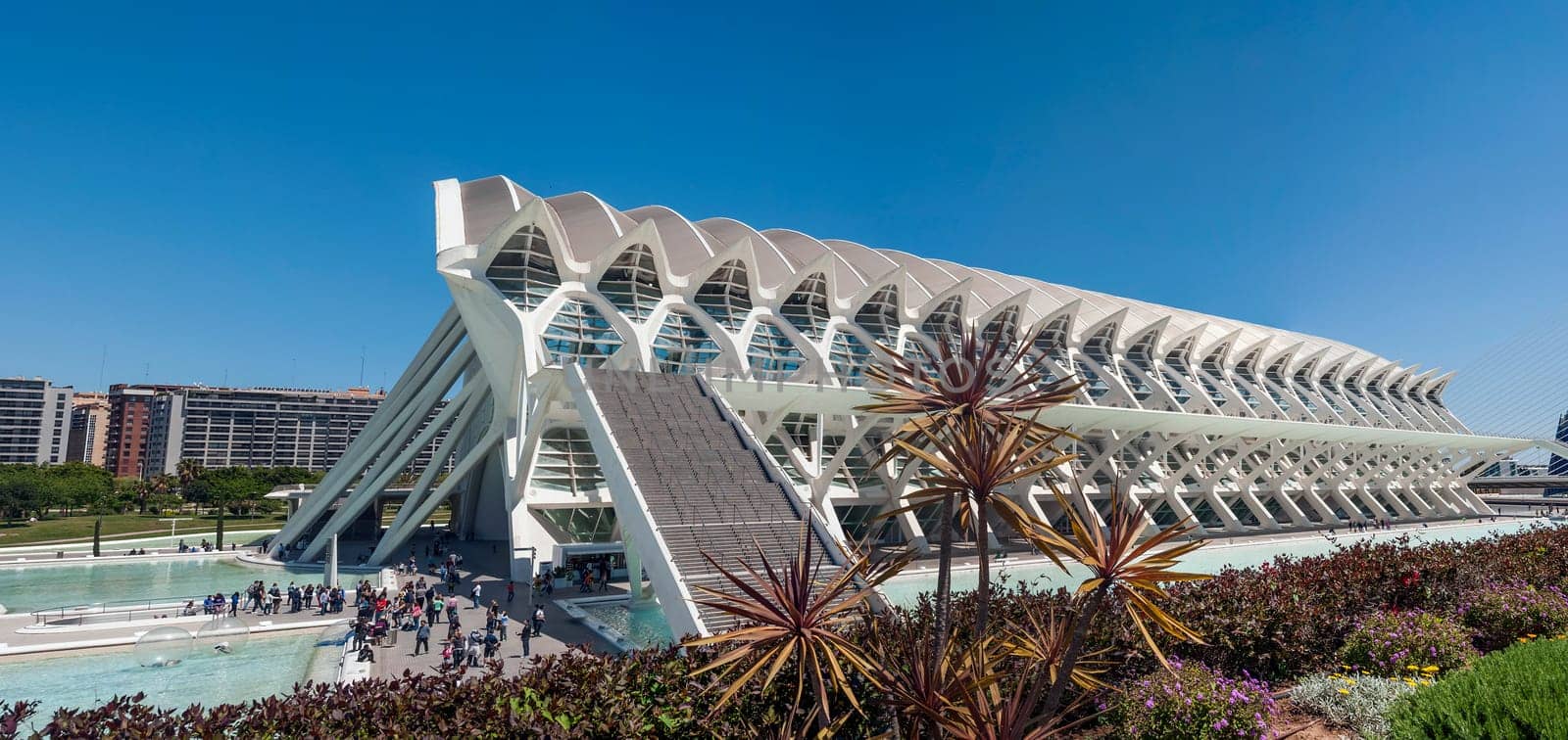 Valencia, Spain, may 2013: City of arts and sciences Ciudad de las Artes y las Ciencias is an entertainment-based cultural and architectural complex Designed by Santiago Calatrava and F lix Candela