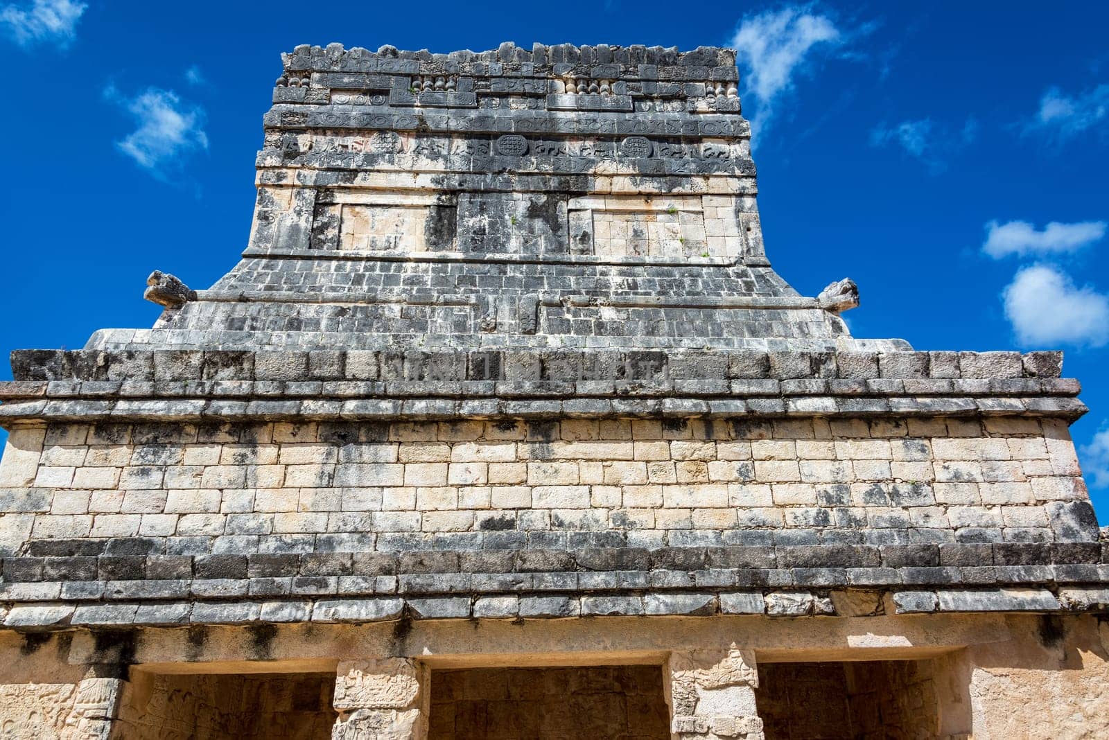 View of the temple of the jaguars in Chichen Itza, Mexico