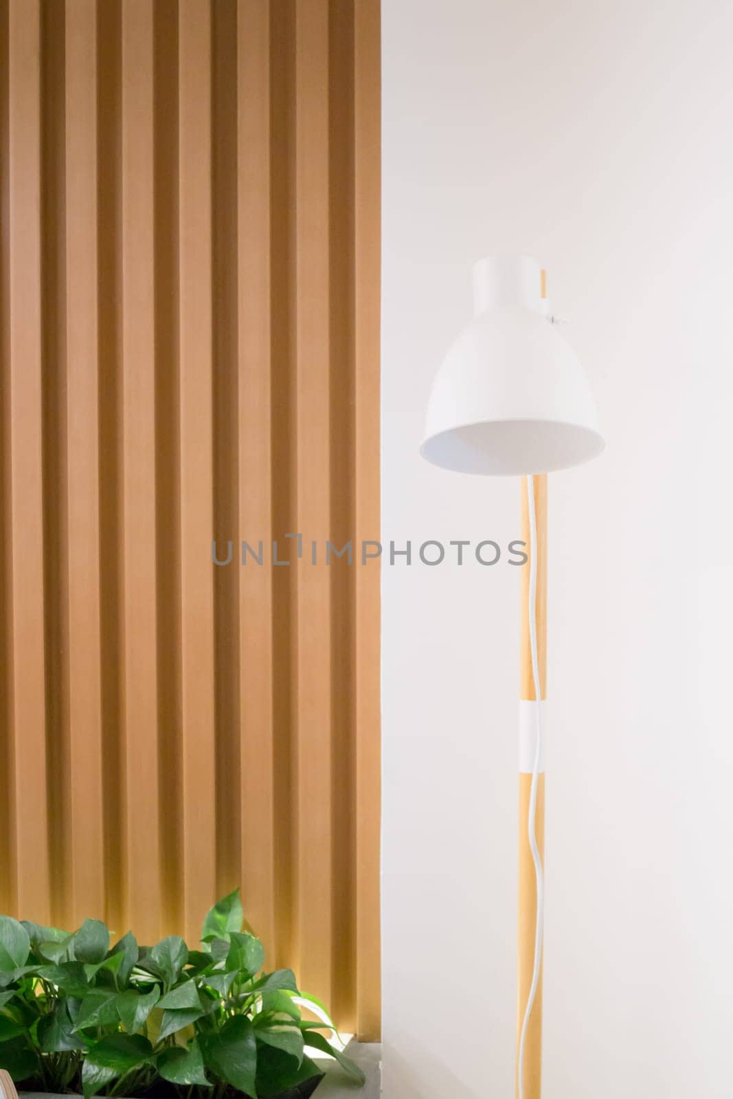 Contemporary Wooden Light In Minimal Room Style, stock photo