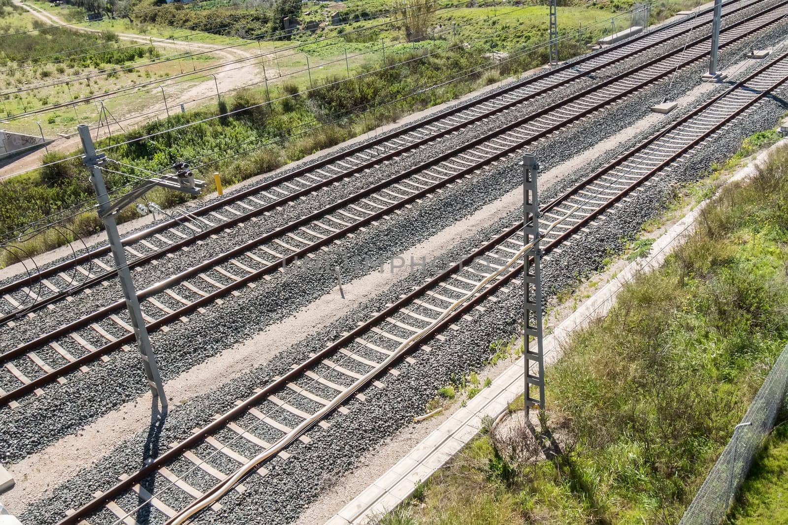 Top view of the train tracks