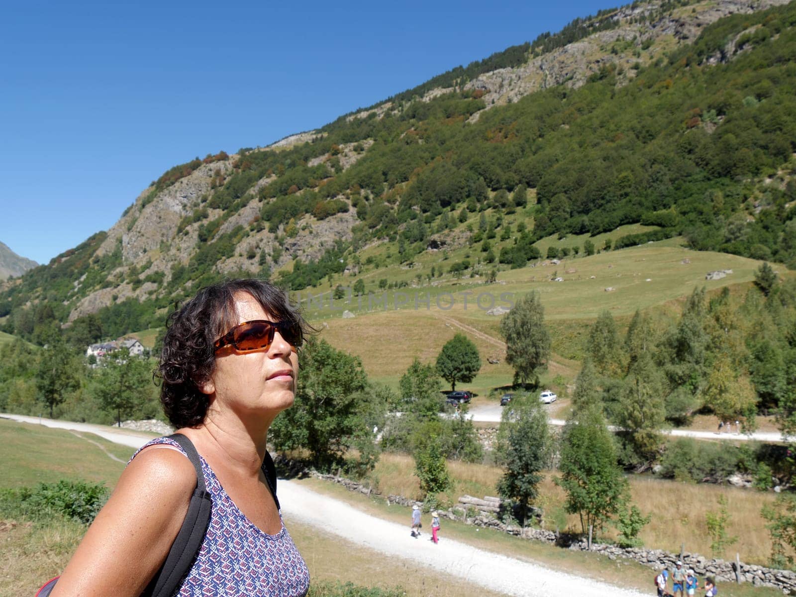 a mature woman hiker in Pyrenees mountains