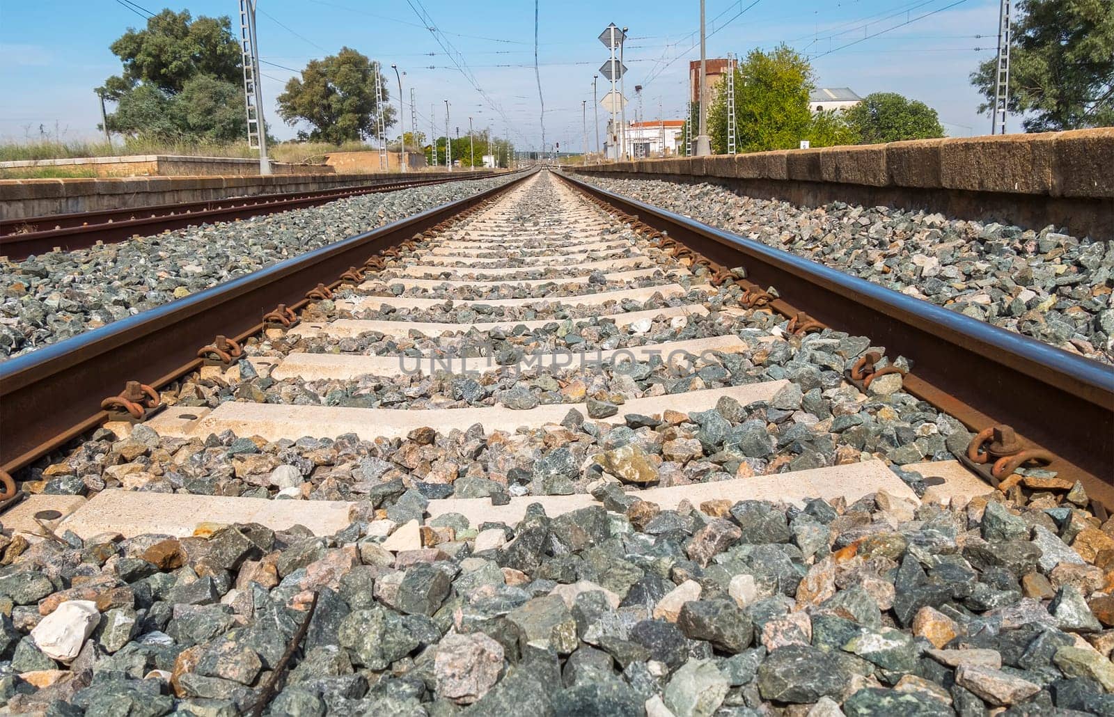 Railroad view passing through the station