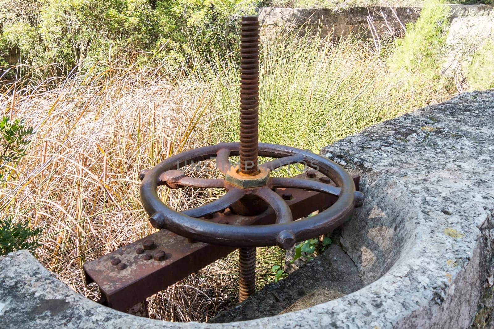 Industrial water control valve in the field.