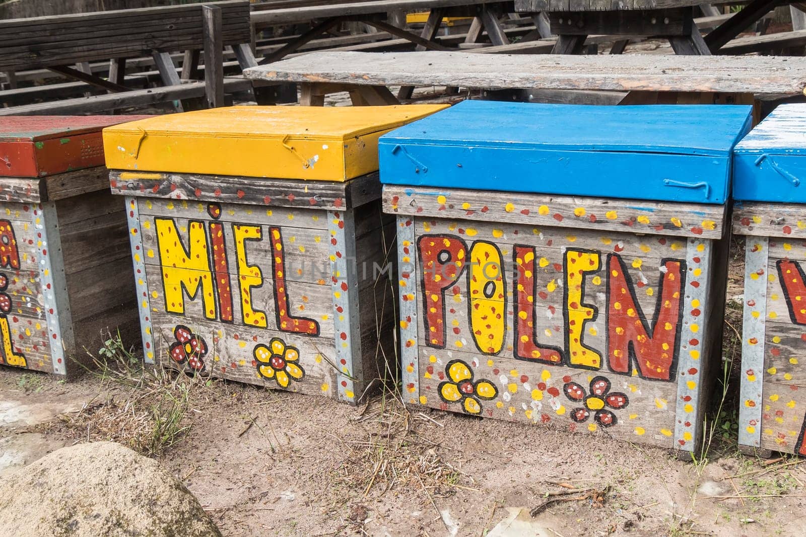Nice decorated bee hives