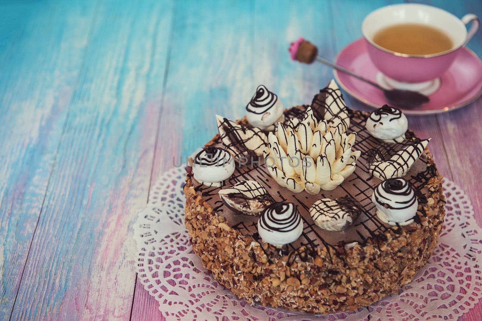 Cake on gradient color background