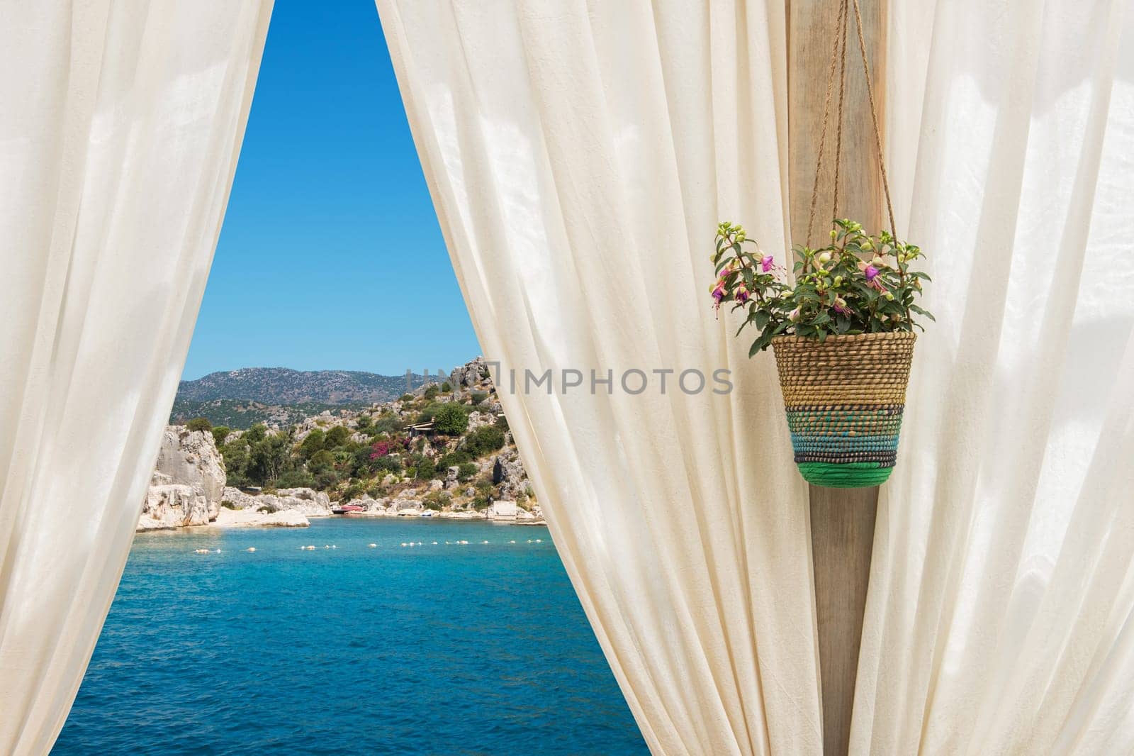 view from curtain on the sea, Turkey