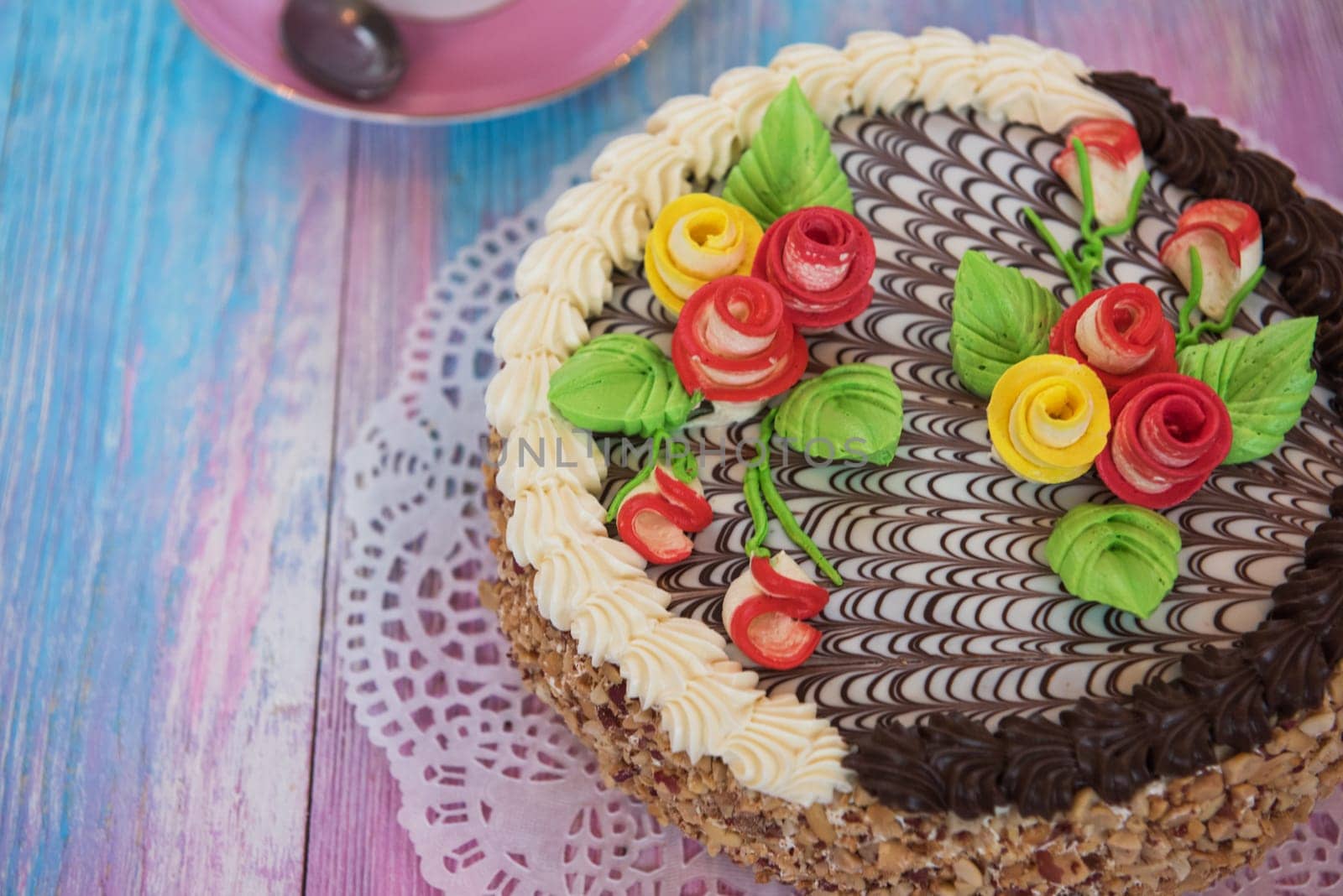 Cake on gradient color background