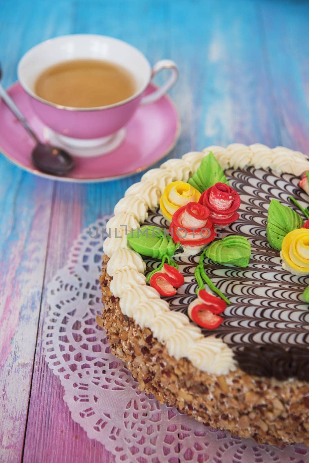 Cake on gradient color background