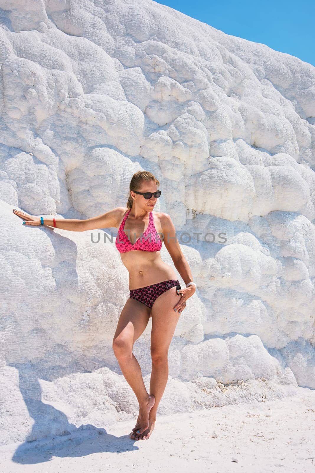 Portrait of woman in Pammukale near modern Turkey city Denizli, Turkey