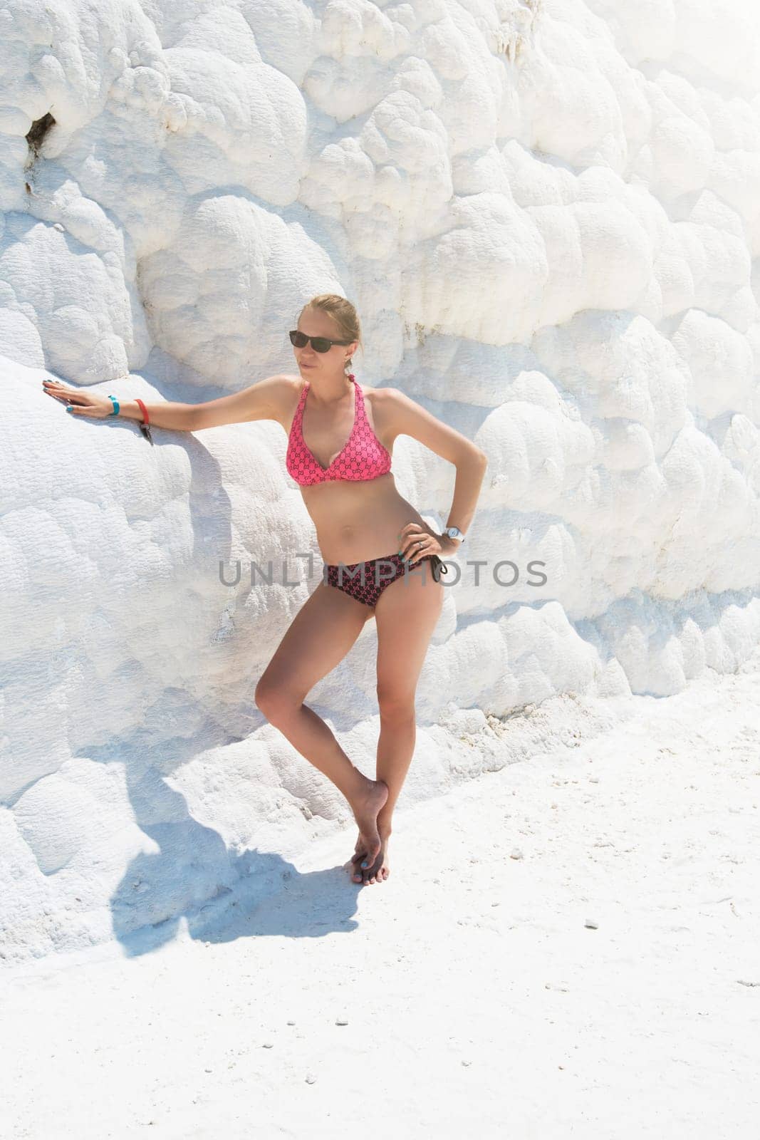 Portrait of woman in Pammukale near modern Turkey city Denizli, Turkey