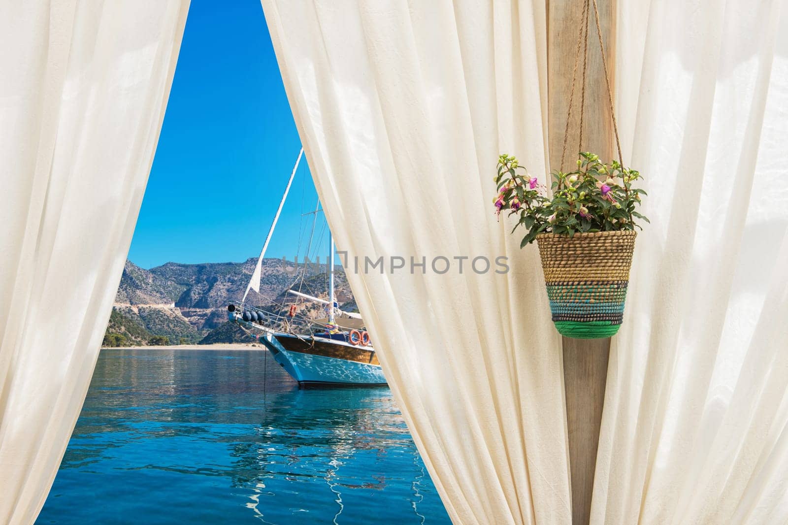 view from curtain on the sea, Turkey