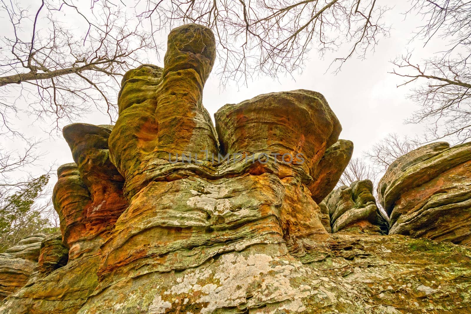 Colorful Anvil Rock in the Wilds of Garden of the Gods in Shawnee National Forest in Illinois