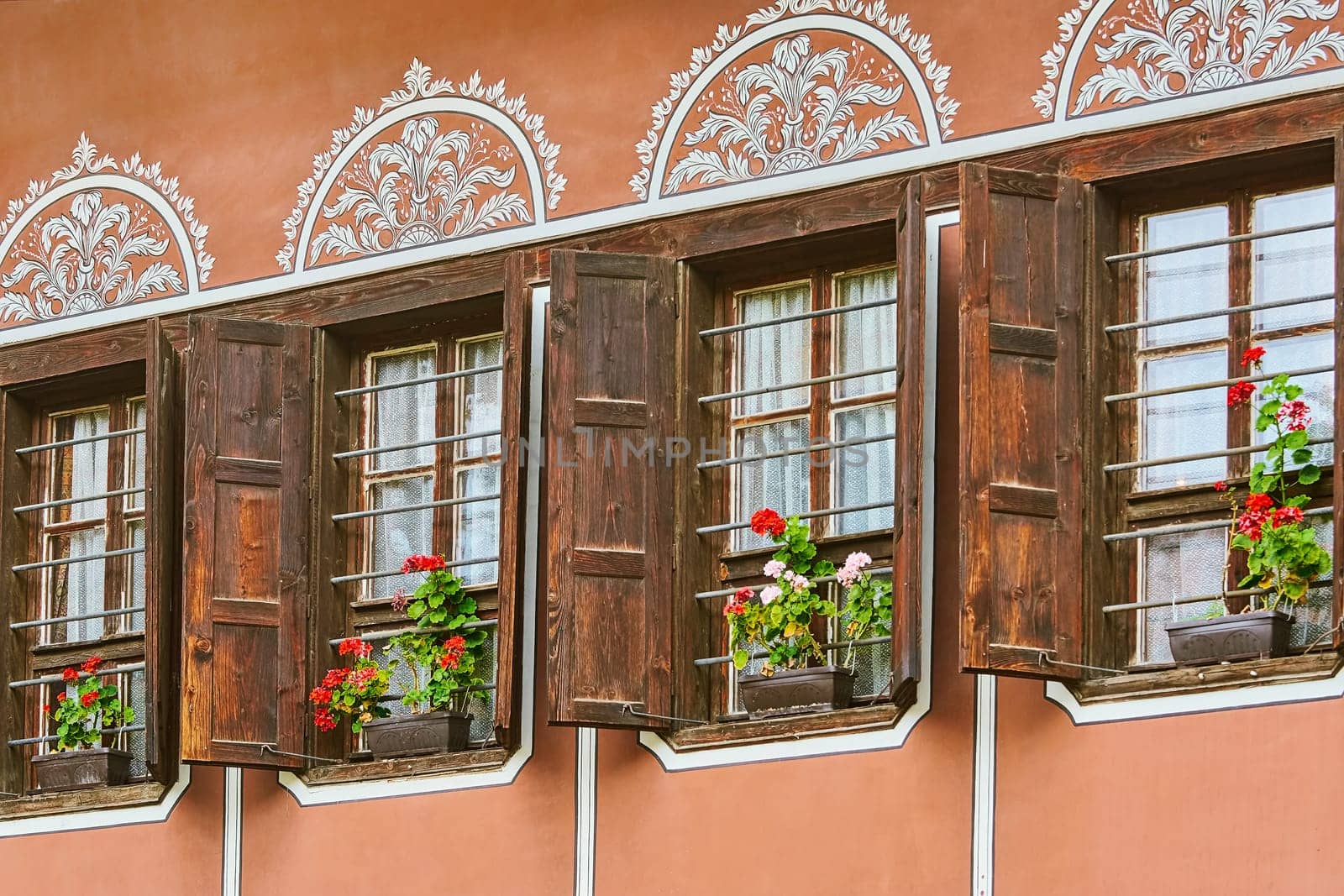 Windows of an Old House in Plovdiv, Bulgaria