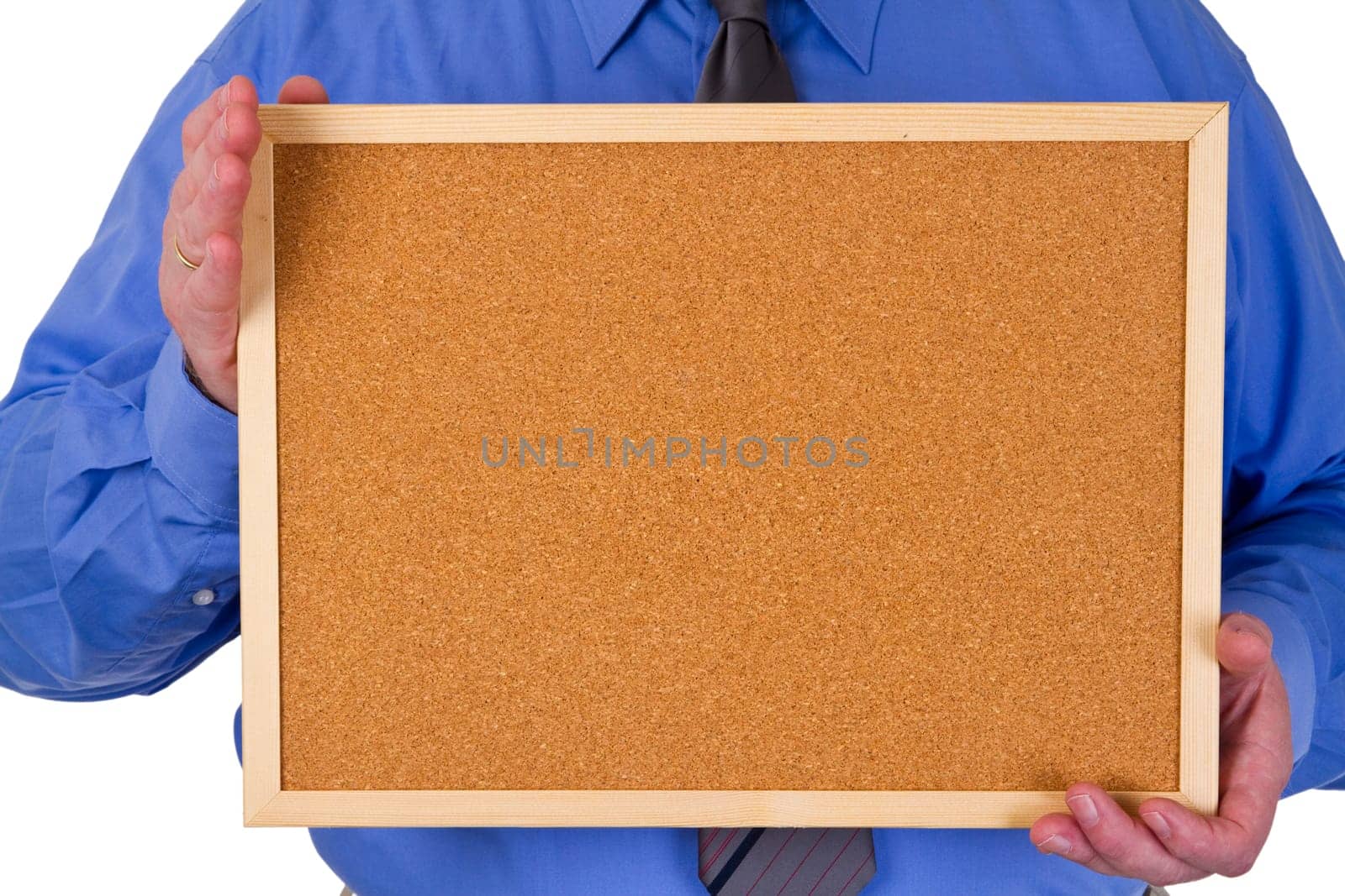 Man holds pin board