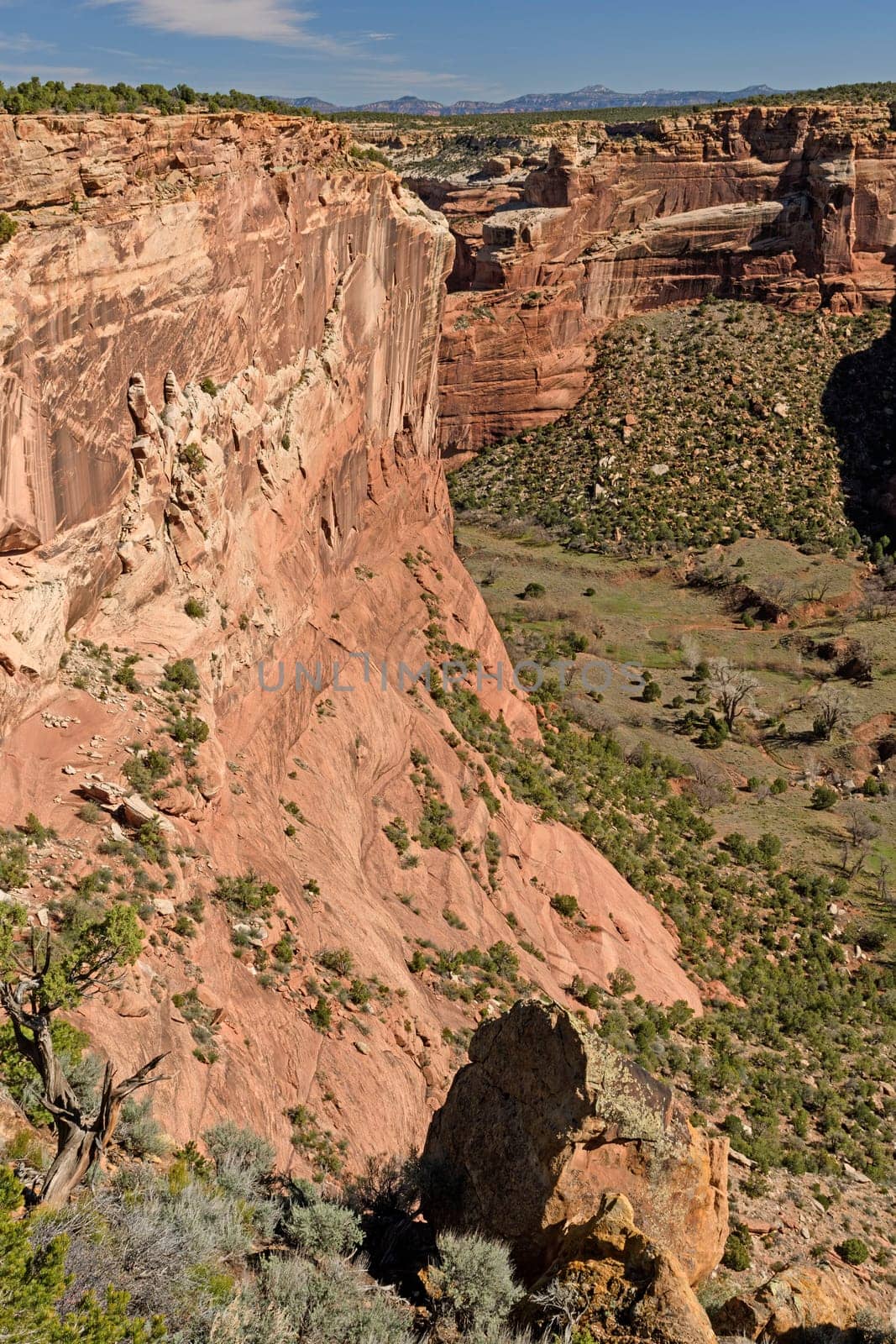 Oblique View of a Desert Canyon in Canyon de Chelly in Arizona