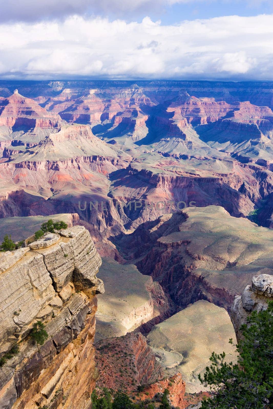 Vertical landscape of the Grand Canyon as seen from the South Rim