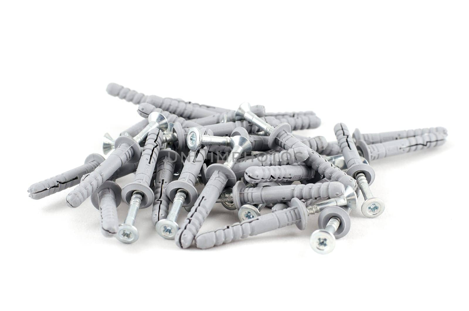 Metallic screws isolated over white background