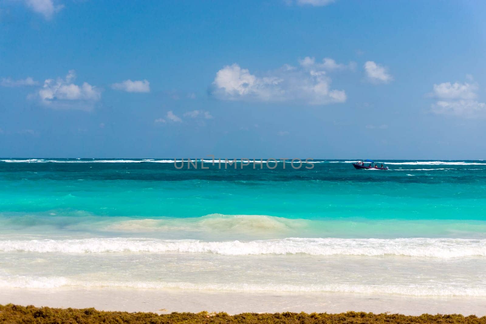 Beautiful Caribbean beach in Tulum, Mexico in the Riviera Maya