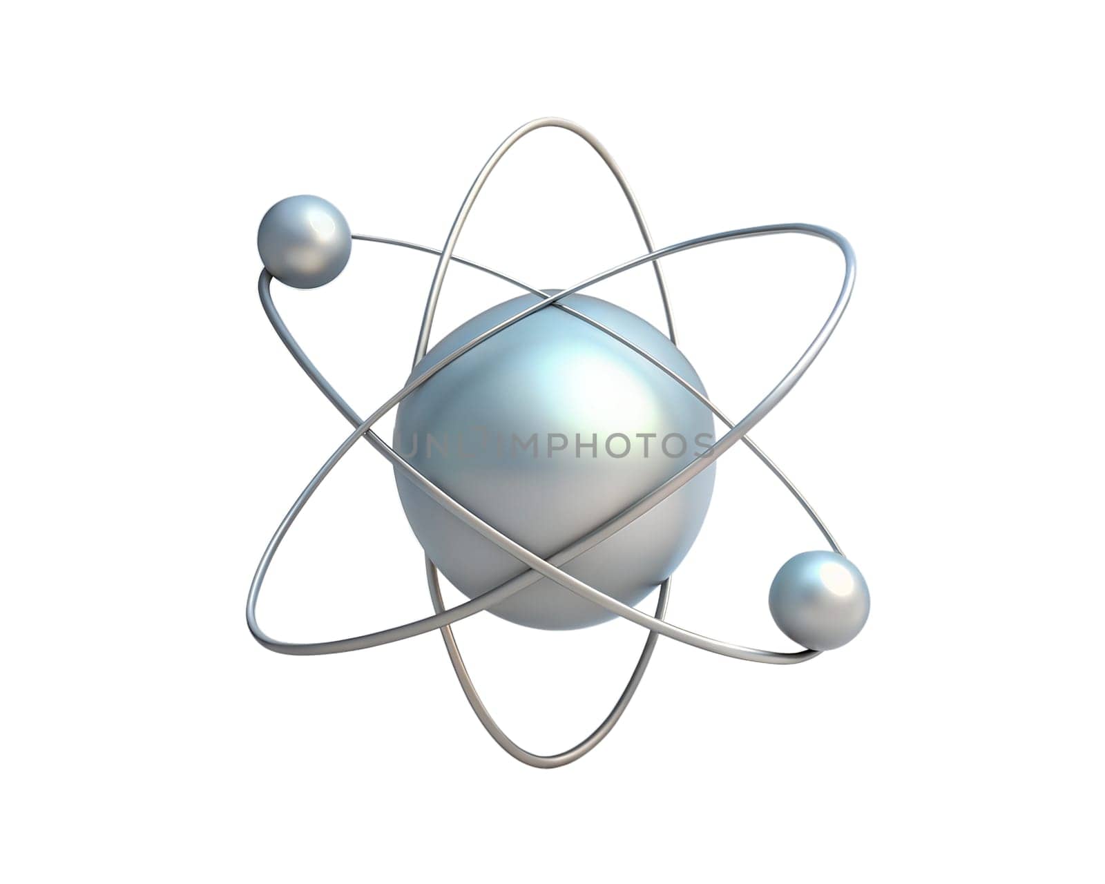 A futuristic, holographic 3D atom icon, isolated on white background, symbolizing science, technology, and atomic energy, perfect for digital art, scientific, and educational design projects.
