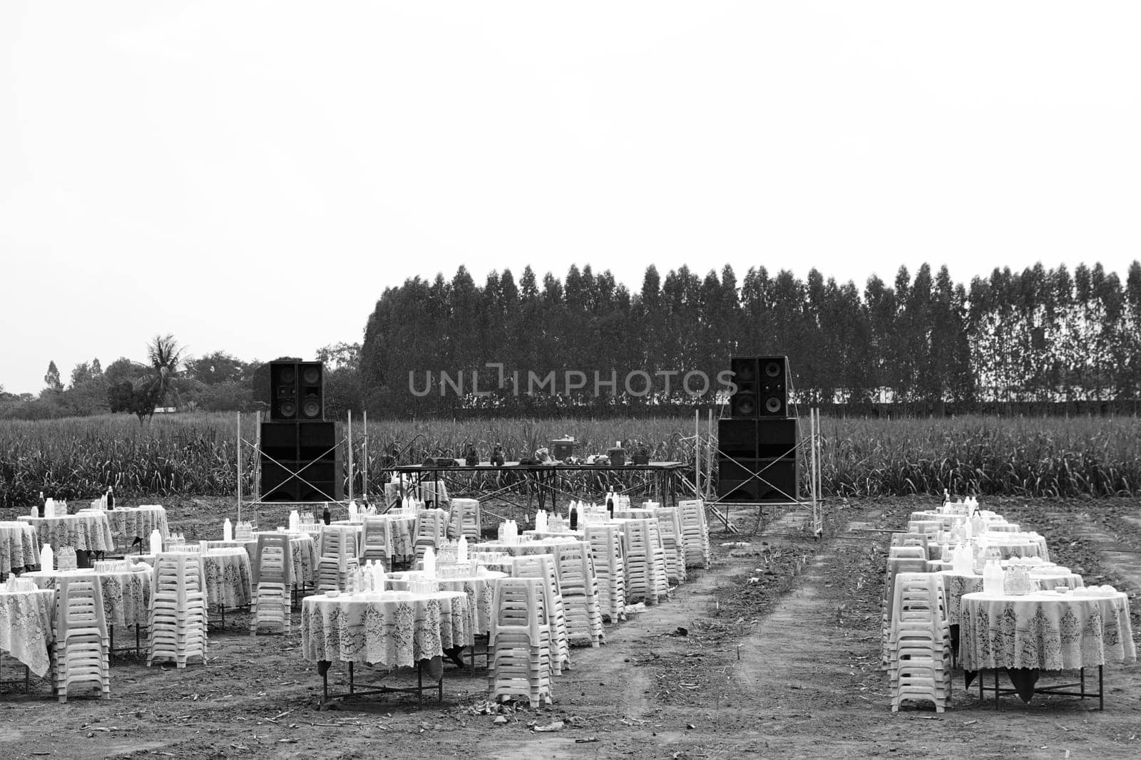 traditional thai rural banquet event black white