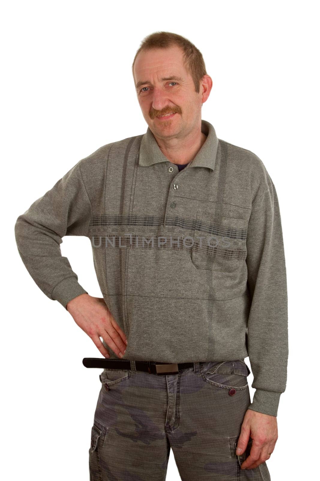 Man standing free on a white background
