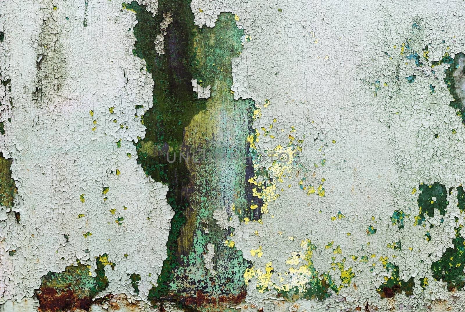 Abstract green grunge texture. Peeling paint background.