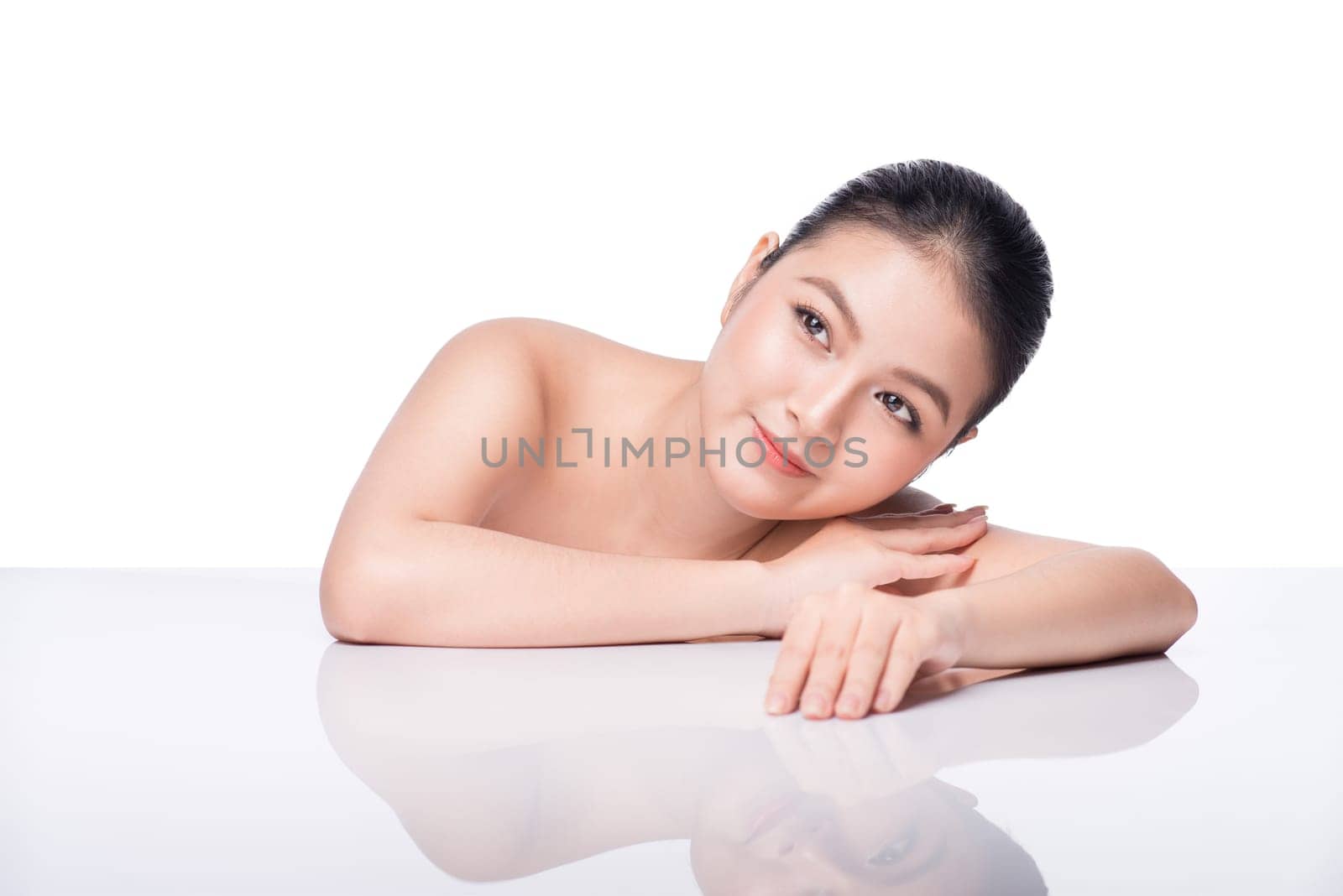 Youth and Skin Care Concept. Beauty Spa Asian Woman with perfect skin Portrait.