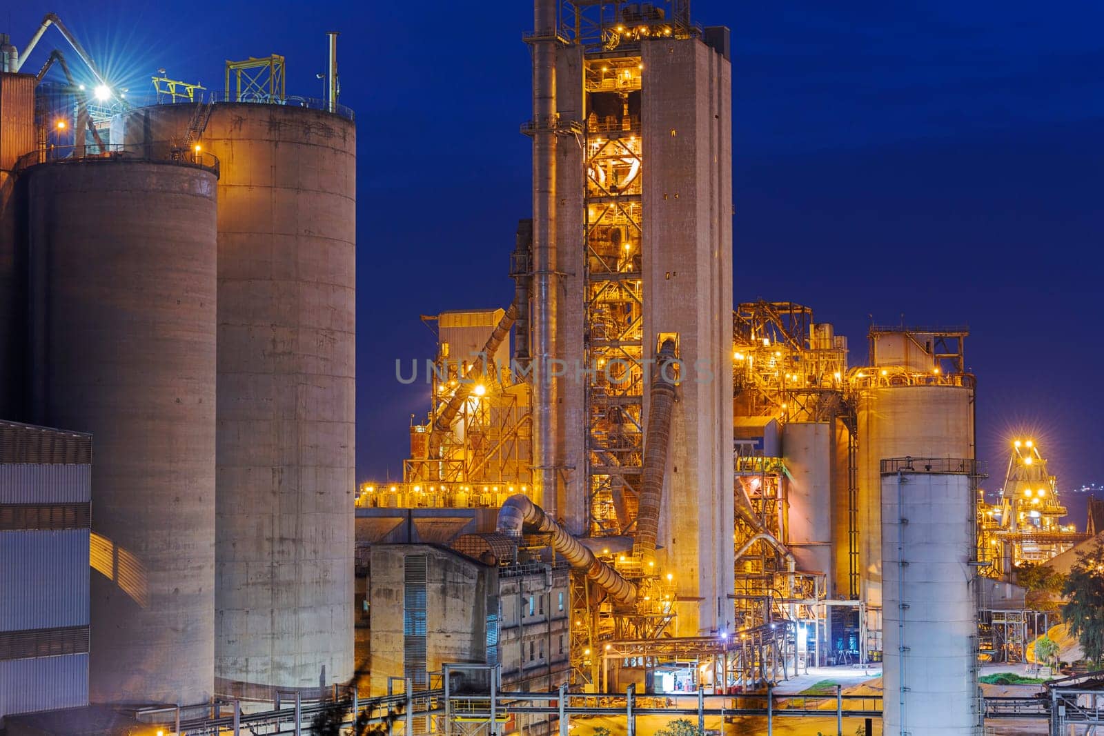 Hong Kong Cement plant at night