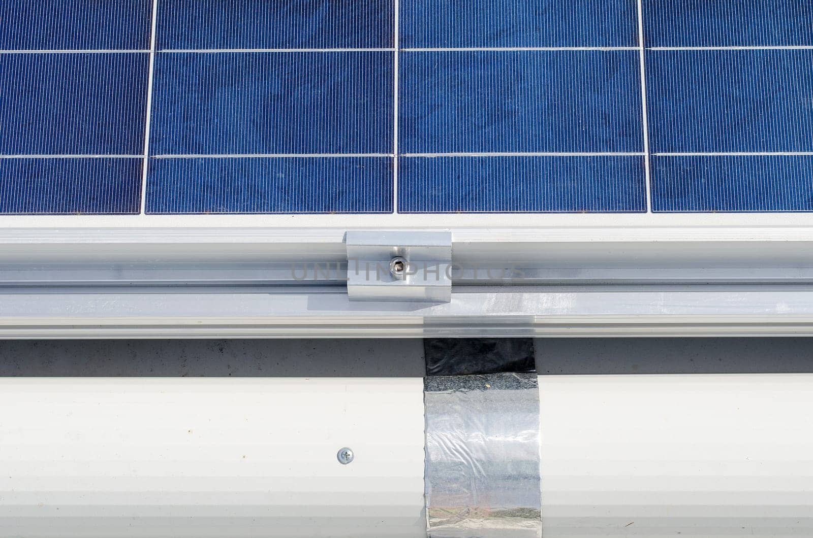 Closeup of solar panel and polycrystalline photovoltaic cells