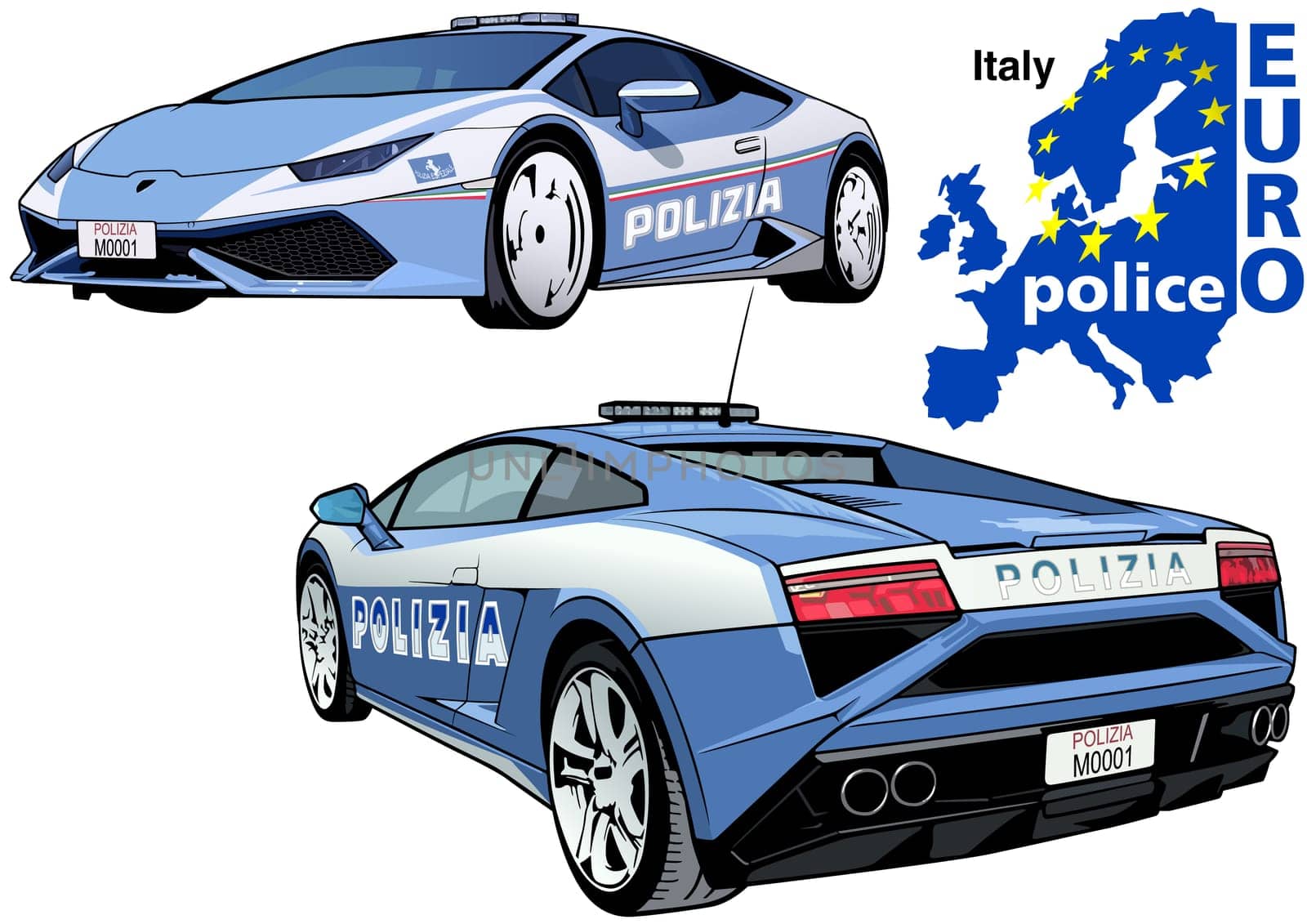 Italy Police Car - Colored Illustration from Series Europol