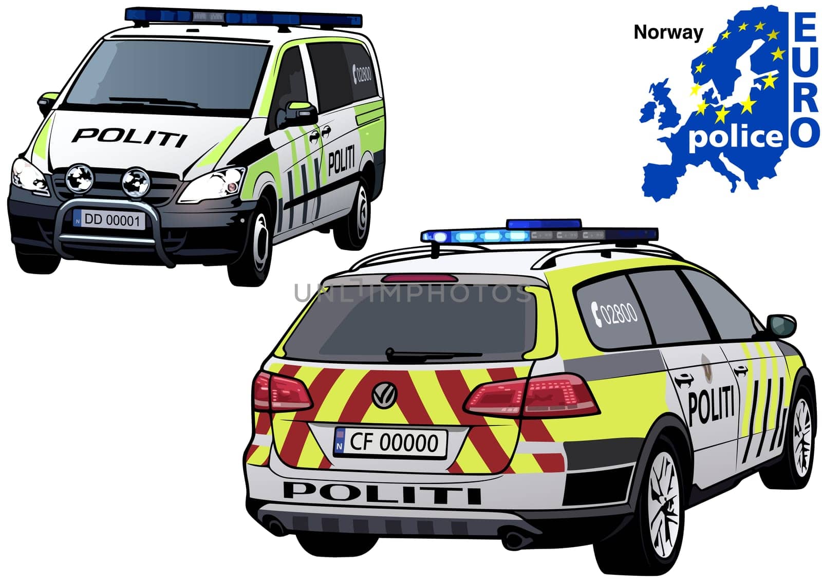 Norway Police Car - Colored Illustration from Series Europol