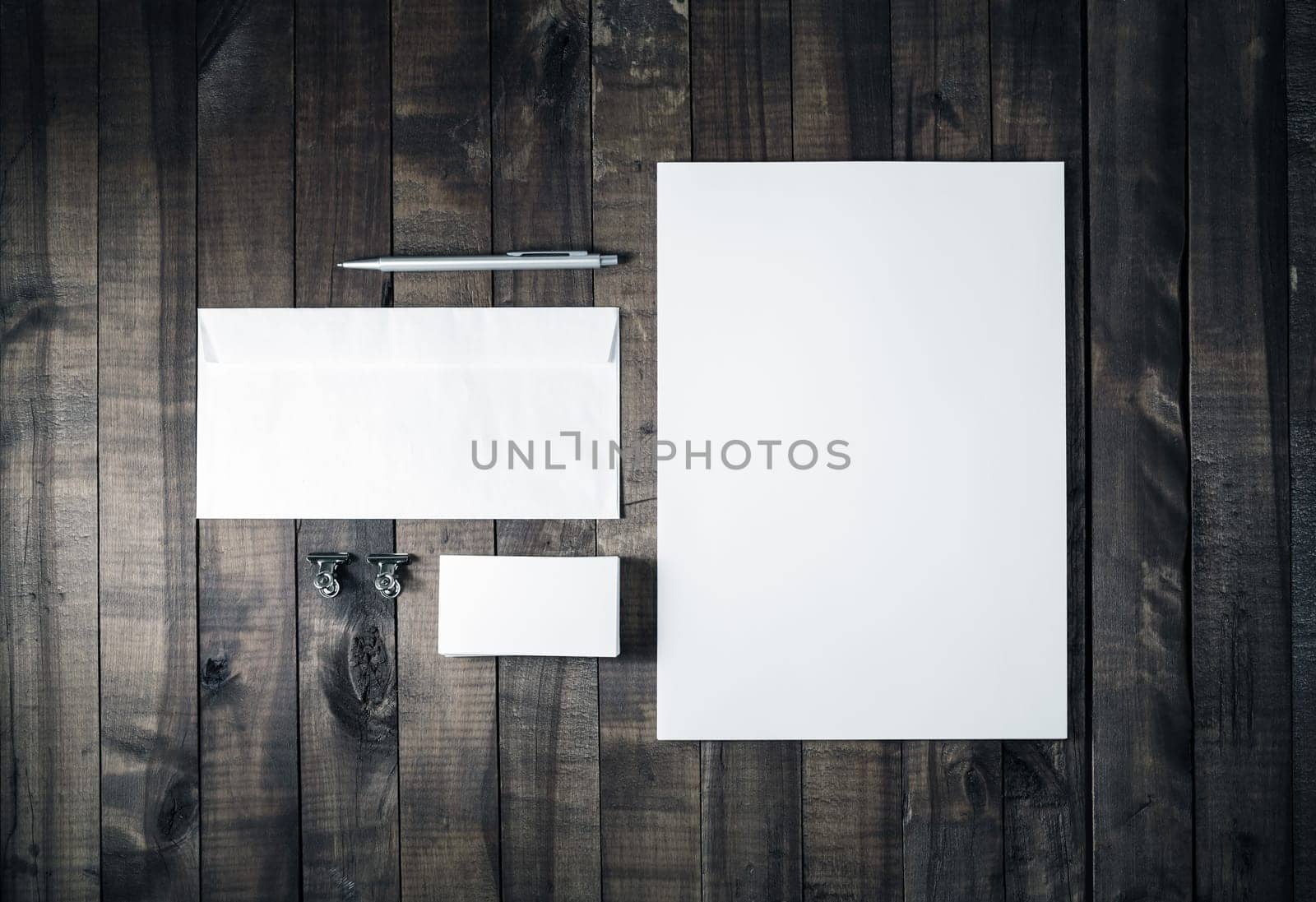 Blank stationery set. Top view.