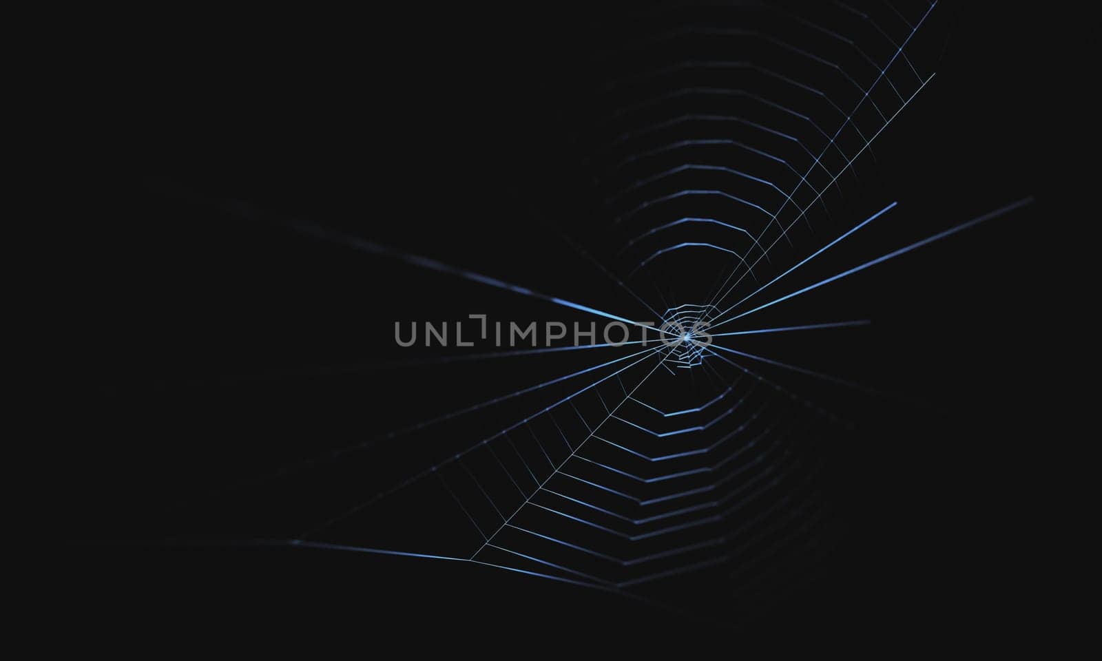 3D illustration. Spider web on black background.