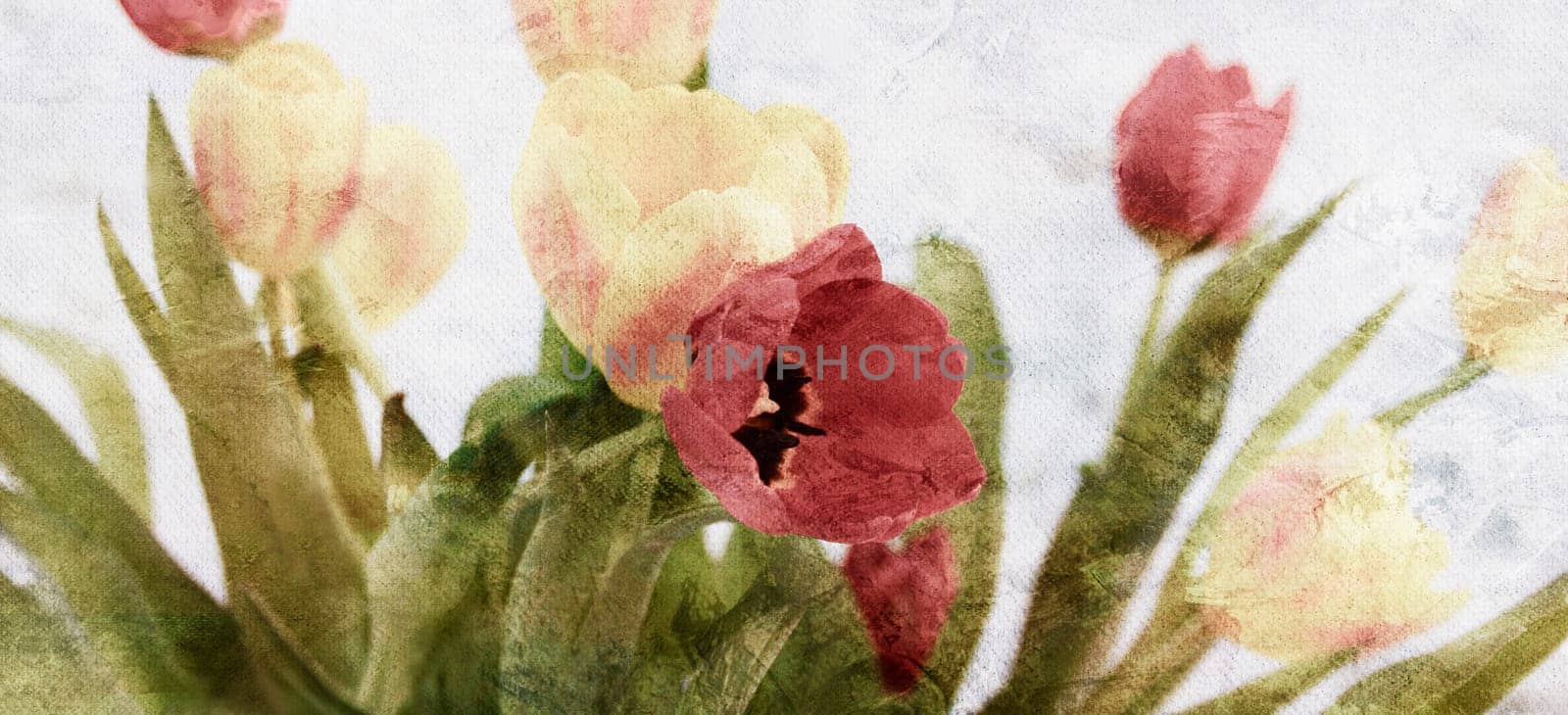 tulips old colorful muted pastel background nostalgic texture canvas