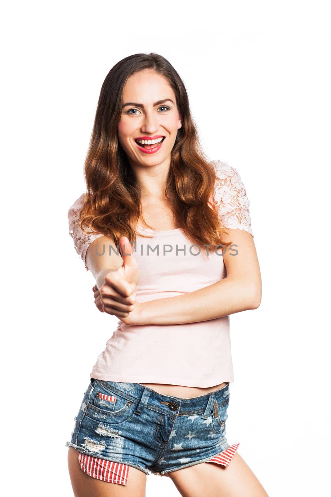 Girl having a positive gesture, isolated on white