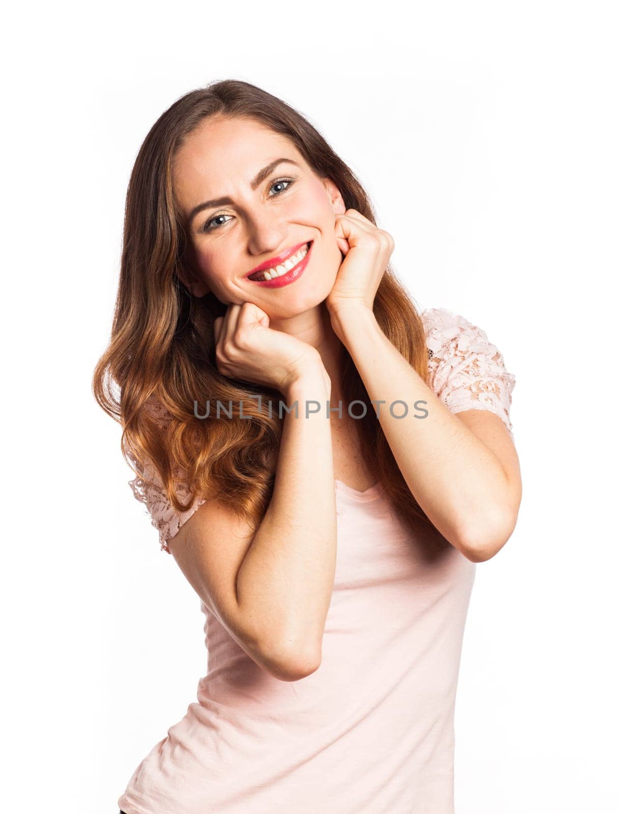 Portrait of an attractive young woman, isolated on white